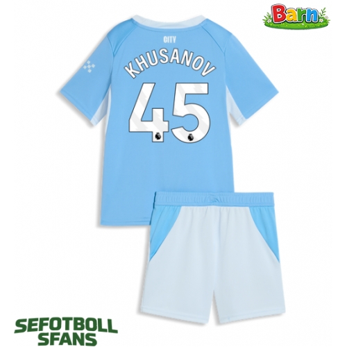 Manchester City Abdukodir Khusanov #45 Hemmaställ Barn 2026-27 Kortärmad (+ Korta byxor)